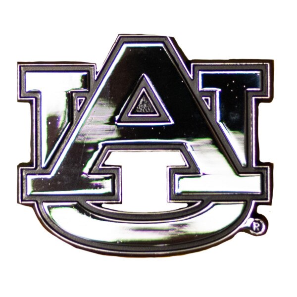 silver Auburn car emblem