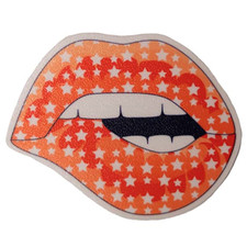 Orange lips navy stars decal