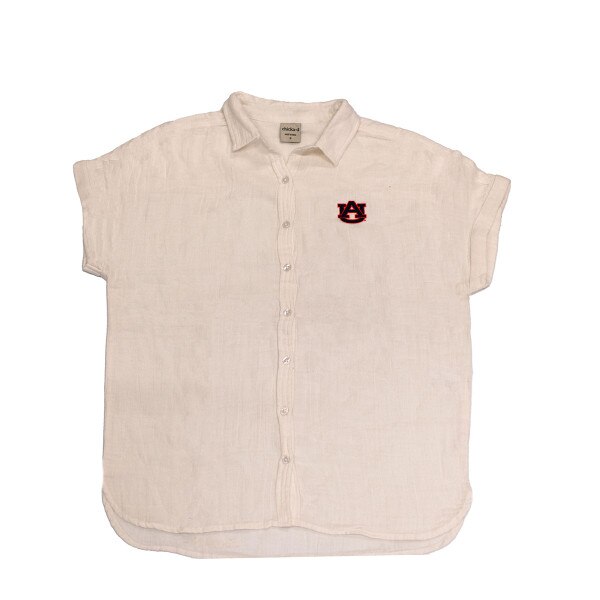 women's white button up w/AU logo