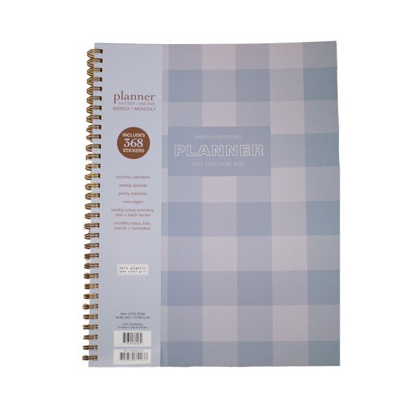 blue checkered planner