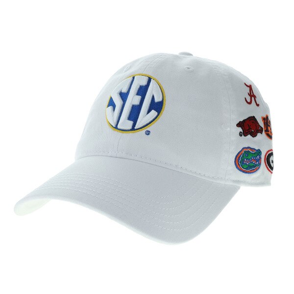 White SEC Conference Logos Cap