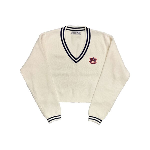 ladies crop v neck tennis sweater