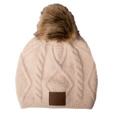 AU white knit beanie With pom