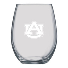 AU etched stemless wine glass