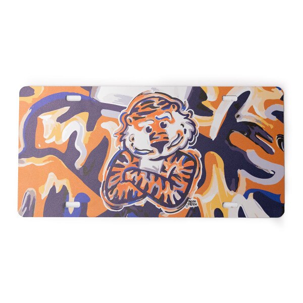 watercolor Aubie license plate