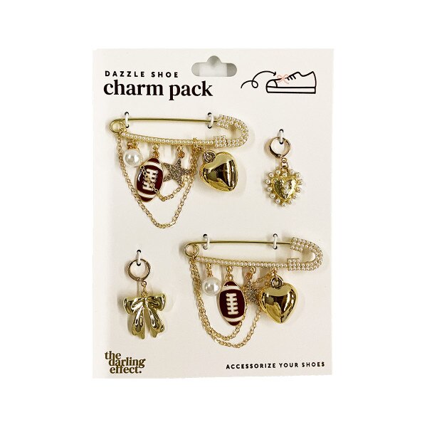 gold football shoelace charms
